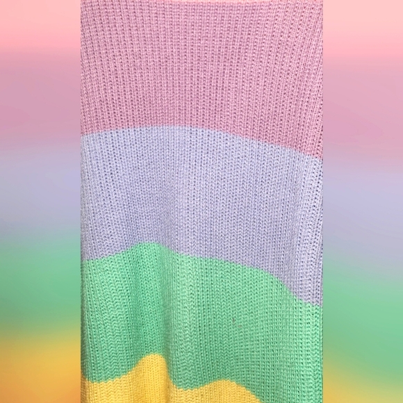 Ultra Flirt Medium Pastel Color Block Long Knit Cardigan - Picture 4 of 9